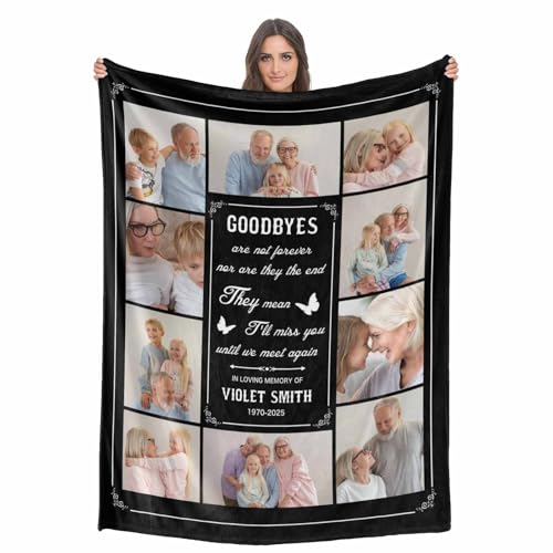 Custom Memorial Blanket with Photo - Sympathy Gift for Loss of Loved One - color: Style 19