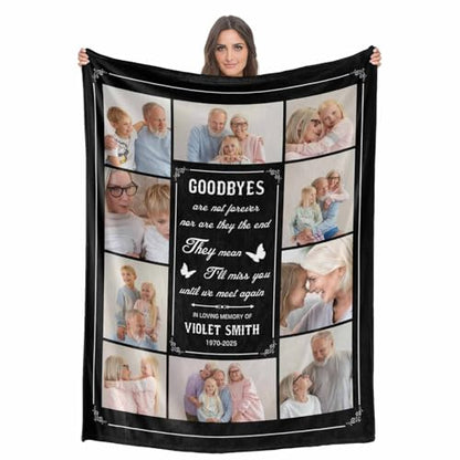 Custom Memorial Blanket with Photo - Sympathy Gift for Loss of Loved One - color: Style 19