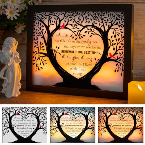 Sympathy Gift LED Memorial Shadow Box Memorial Gifts for Loss of Loved One Mother Mom Dad Father, in Memory of Loved One Gifts - size: Family Tree