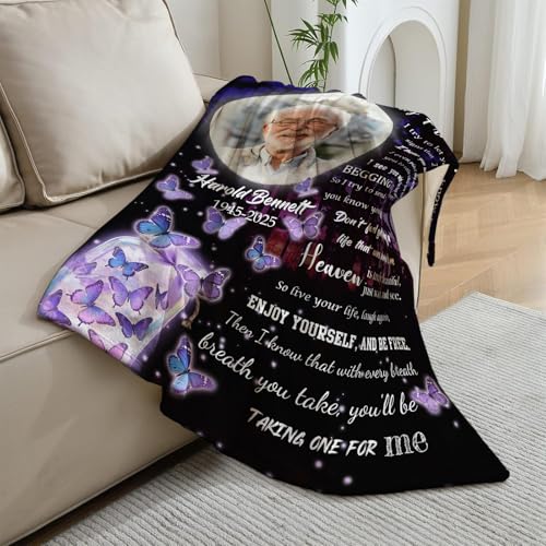 Vsmoedb Custom Memorial Blanket with Pictures for Loss of Loved One - color: Select13