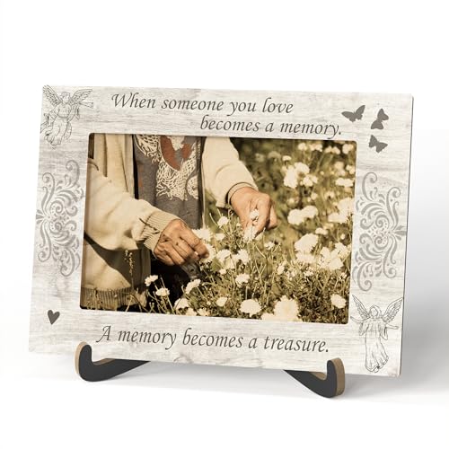 Memorial Photo Frame - When Someone You Love Becomes A Memory Bereavement Wooden Tabletop Picture Frame With Stand - Memorial Gift For Loss Of Loved One - Sympathy Gifts Home Office Decor -A67