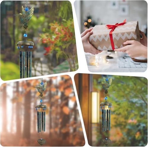 ASTARIN Hummingbird Wind Chimes Outside | Unique Hummingbird Gifts All Metal Wind Chimes for Love One Gifts for Mom, Grandma, Daughter, Garden, Patio, Backyard.(29”) - size: 29" Hummingbird