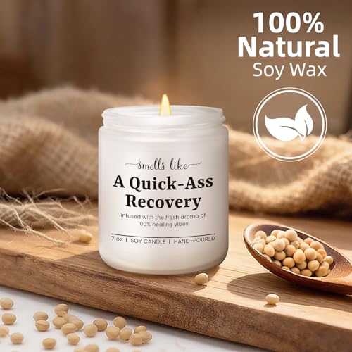 Funny Get Well Soon Gifts, Surgery Recovery Gift for Women, Lavender Candle | Cancer Comfort Gift, Feel Better Present for Friend, Funny Injury Sick Quick Recovery Prtesent, 7oz Lavender Soy Wax Candle - color: White-Smells like a quick recovery