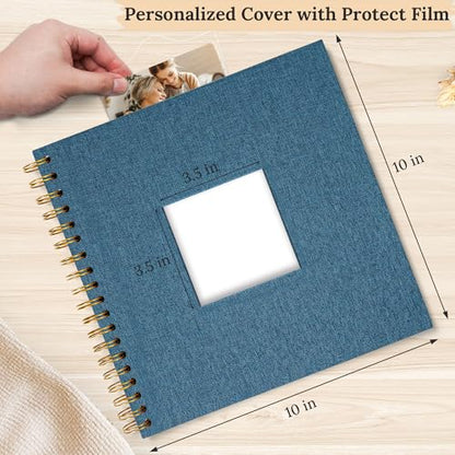 10"x10" Scrapbook Photo Album Linen Cover 20 Sheets 40 Pages White Paper - color: Blue, size: 10 Inch 40 Pages