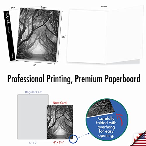 The Best Card Company - 10 Blank Note Cards with Envelopes (4 x 5.12 Inch) - Black & White Photos, Bulk Boxed Set - Pathways AM6280OCB-B1x10 - style: Pathways