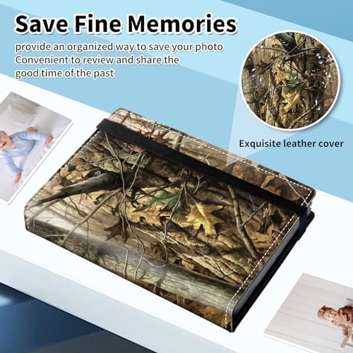 Photo Album 4x6 120 Pockets Photos with Elastic Band, PU Leather Photo Books Small Mini Capacity Picture Album for Family Wedding Travel Anniversary Baby Vacation Pictures, Camouflage Tree - color: Camouflage Tree