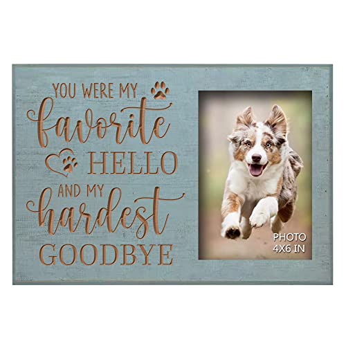 EXQUIDECA Dog Memorial Engraved Picture Frames 4x6 Inches - Bereavement Sympathy Decor for Loss of Dog - Pet Memorial Remembrance Photo Frame You Were My Favorite Hello and My Hardest Goodbye - color: engraved memory