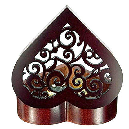Pursuestar Edelweiss Music Box, Heart Shaped Vintage Hollow Out Wood Mechanism Wind Up Musical Box Gifts for Birthday Christmas Wedding Valentine's Day - style: Edelweiss