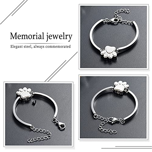 Stainless Steel Paw Print Urn Bracelet Memorial Ash Keepsake Cremation Jewelry Dog Ashes Bracelet - color: Style 4
