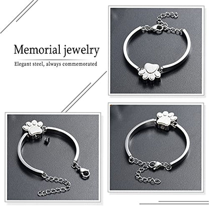Stainless Steel Paw Print Urn Bracelet Memorial Ash Keepsake Cremation Jewelry Dog Ashes Bracelet - color: Style 4