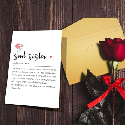 Soul Sister Definition Card, Best Friend Birthday Cards, Friendship Card for Bestie BFF, Unique Birthday Cards for Women Girl Lady, Galentine's Day Gift for Her - color: #14