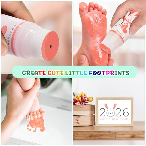 Baby Hand and Footprint Paint with Sponge Head, 2.54 fl oz, Non-Toxic & Acid-Free, Washable Baby Safe Paint for Newborn Keepsakes, Dog Nose & Paw Prints, Ideal New Mom Gift - Pink - color: Pink