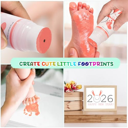 Baby Hand and Footprint Paint with Sponge Head, 2.54 fl oz, Non-Toxic & Acid-Free, Washable Baby Safe Paint for Newborn Keepsakes, Dog Nose & Paw Prints, Ideal New Mom Gift - Pink - color: Pink