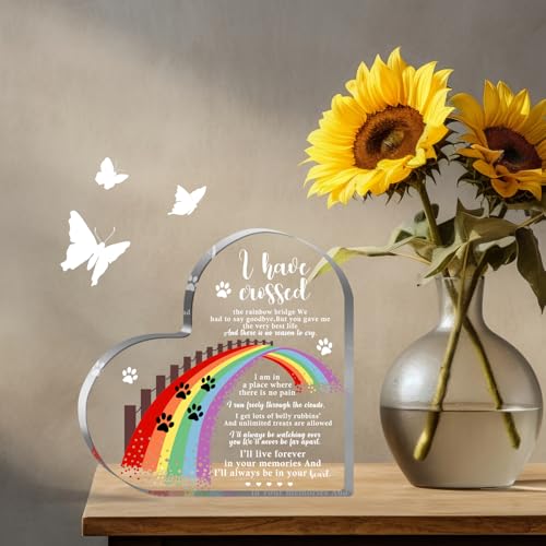 Xendelow Pet Memorial Gifts, Sympathy Gifts for Loss of Dog Cat, Pet Sympathy Present, Pet Memorial Acrylic Rainbow Bridge Decorations, Condolences Gift for Remembrance, Bereavement Gift for Loss Pet - style: 004