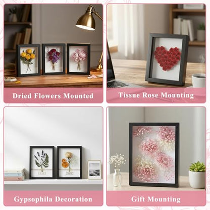 8 Pcs Shadow Box Frame, 4 x 6 Inch 3D Shadow Boxes Display Cases 1.2in Depth Picture Frame Case Wood Memory Display Cases for Dried Flowers DIY Craft Memorabilia Medals Photos(Black) - color: Black