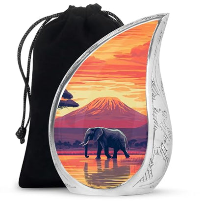 Elephant Human Ashes Adult Male - Funeral Urns for Human Ashes Adult - Sunset Urn with Elephant - Large Cremation Urn for Male 10inch - color: Cremation Urn for Elephnat