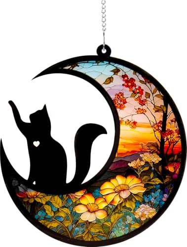 DeerZone Dog Memorial Suncatcher,Pet Sympathy Gifts for Loss of Dog,DIY Ornament | Acrylic Resin,Window Hanging, Sympathy Card Included,Personalized Dog Pass Away Gifts with Name Date for Pet Lovers - color: B Design Cat