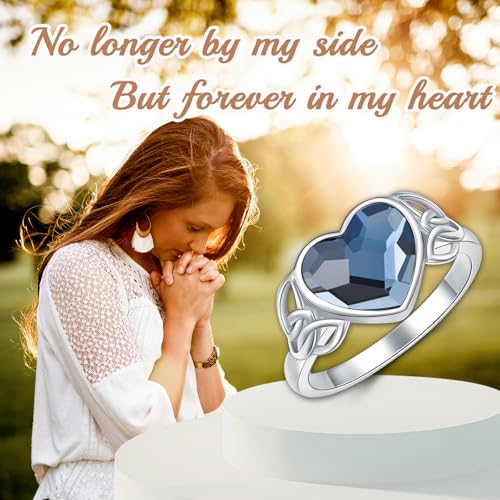 AOBOCO Celtic Knot Urn Ring for Women 925 Sterling Silver Heart Cremation Ring for Ashes Jewelry for Women