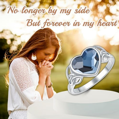 AOBOCO Celtic Knot Urn Ring for Women 925 Sterling Silver Heart Cremation Ring for Ashes Jewelry for Women