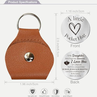 OUMILAN Pocket Hug Token Inspirational Keychain for Men Women | Double Sided Engraved Message Keychain ,Great Little Gifts - color: Gift for Daughter