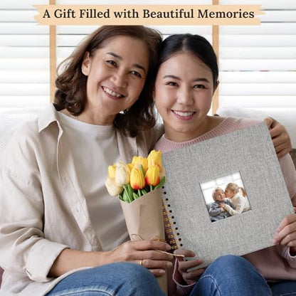 10"x10" Scrapbook Photo Album Linen Cover 20 Sheets 40 Pages White Paper - color: Grey, size: 10 Inch 40 Pages