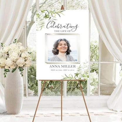 Personalized Funeral Welcome Sign, Celebration Of Life Sign, In Loving Memory Sign, Funeral Welcome Banner, Memorial Sign, Editable Funeral Welcome Sign, Funeral Welcome Sign With Stand #13 - color: Design 13