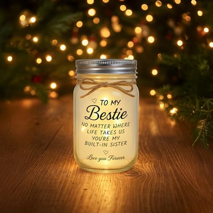 Bestie Gifts, Friend Gifts for Women, Birthday Thankgiving Gift for Built-in Sister, Friendship Home Decorative Jar Night Lights - style: Bestie