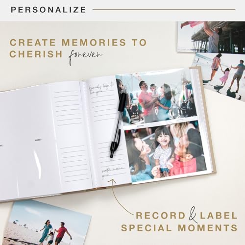 MCS The Story Of Us Photo Album, 200-Pocket, 4x6, Tan Linen Cover | Scrapbook-Style Keepsake Photo Album With Memo Space, Clear Side-Loading Pockets, Thoughtful Gift - style: Story of Us