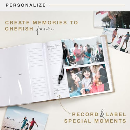 MCS The Story Of Us Photo Album, 200-Pocket, 4x6, Tan Linen Cover | Scrapbook-Style Keepsake Photo Album With Memo Space, Clear Side-Loading Pockets, Thoughtful Gift - style: Story of Us