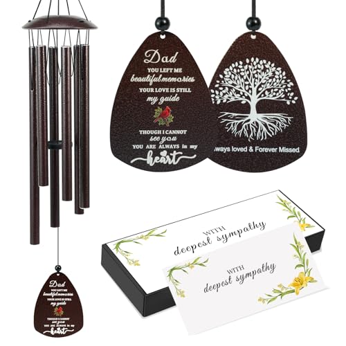 Cardinal Memorial Wind Chimes for Loss of Father, 32" Large Sympathy Windchimes for Outside Deep Tone, Best Bereavement Remembrance Memory Funeral Gifts for Loss of Dad - color: For Dad
