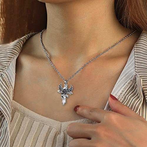 TGLS In Loving Memory Angel Wing Cross Urn Necklace for Mom Dad Grandma Human Ashes Family Members Memorial Keepsake Cremation Pendant Jewelry - style: Grandpa