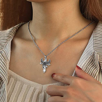 TGLS In Loving Memory Angel Wing Cross Urn Necklace for Mom Dad Grandma Human Ashes Family Members Memorial Keepsake Cremation Pendant Jewelry - style: Grandpa