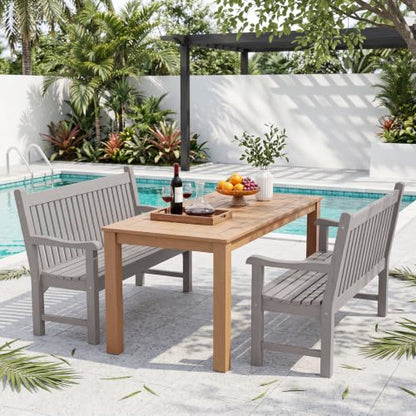 2-Person Outdoor Bench with 700 Lbs Weight Capacity, Grey | Poly Lumber Weatherproof Garden Bench Seating for Porch, Balcony and Park, All-Weather Patio Bench Furniture - color: Grey