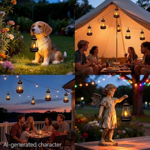 2 Pack Small Solar Lanterns Outdoor Waterproof