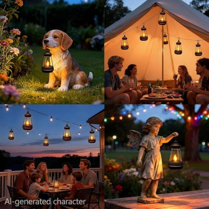 2 Pack Small Solar Lanterns Outdoor Waterproof