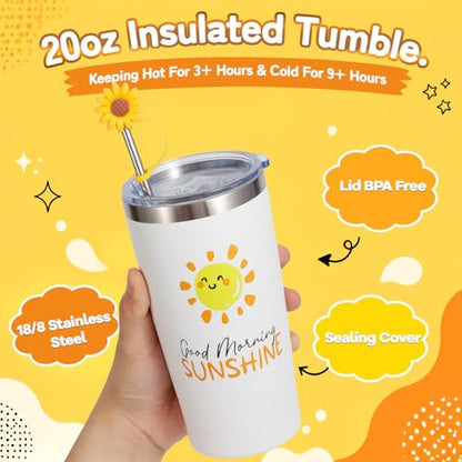QSEWVZX 10Pcs Sunshine Gift,Unique Care Package with Sunflower Gifts,Self Care Basket for Women Recovery, Friends, Get Well Soon Basket Thinking of You Self Care Boxes for Women Mom