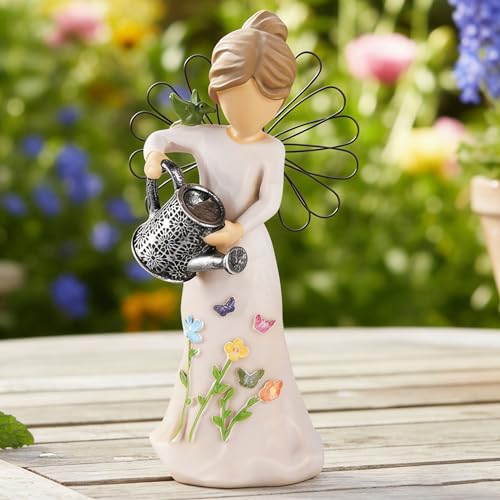 Gardening Gifts for Women - 5.9"Watering Angel Garden Statue | Unique Gifts for Gardeners Woman, Mom, Sisters, Hand-Painted Resin Angel Figurine for Indoor Decor Home Office - style: Watering Can