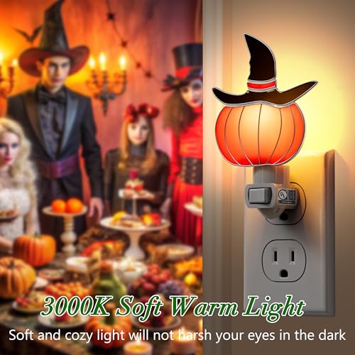 Stained Glass Witch Hat Night Lights Plut in Wall Halloween Decor - color: Witch Hat