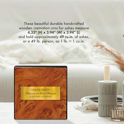 Personalized Small Wooden Cremation Urn: Cherished Keepsake for Loved Ones - Elegant Memorial Gift & Keepsake Box (Dark Brown) - color: Dark Brown Personalized