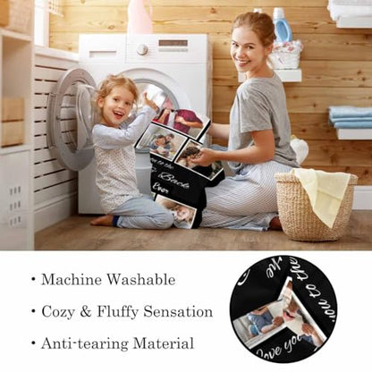 Newcos Custom Blanket with Photos Personalized 8 Pictures Family Love Blankets Souvenir Gifts for Mom Dad Family Customized Blanket for Christmas Mother 's, Father's Day - color: Pattern 09