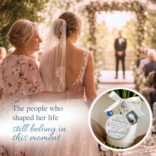 Gutsy Goodness Bouquet Charm On Your Wedding Day Memorial Honoring Mom Dad Grandma Grandpa Meaningful Bridal Floral Jewelry Silver Finish Pendant Bride's Flowers Photo Frames Parent Grandparent - color: Blue Bead, style: My Granddaughter | 1 Frame