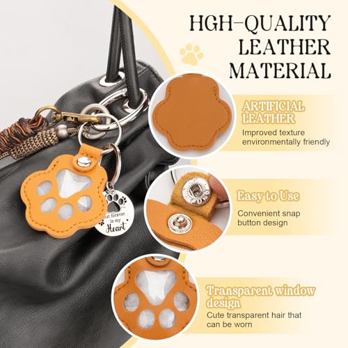 6 Pcs Pet Fur Memory Charm Keychain, Dog Hair Keychain for Memorial | Unique Pet Memorial Gifts for Dogs, Handmade Pet Fur Keepsake to Preserve Dog or Cat Hair