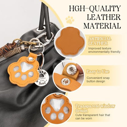 6 Pcs Pet Fur Memory Charm Keychain, Dog Hair Keychain for Memorial | Unique Pet Memorial Gifts for Dogs, Handmade Pet Fur Keepsake to Preserve Dog or Cat Hair