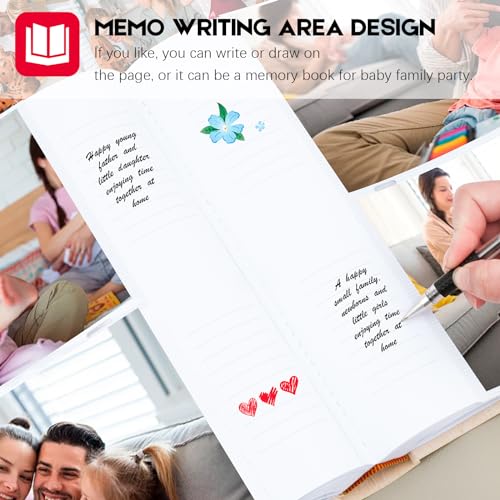 Aevdor 5x7 Photo Album, 240 Photos, Writing Space, Linen Cover, Beige - color: Beige