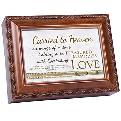 Cottage Garden Treasured Memories Love Feather Wood Finish Jewelry Music Box Plays On Eagle's Wings