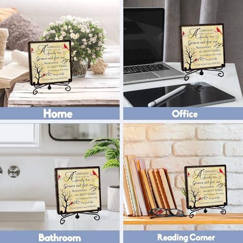 Sympathy Wooden Sign With Stand, A Limb Has Fallen from The Family Tree Desktop Decoration, Memorial Gifts For Loved One Mom Dad Grandma Grandpa, Bereavement Sign for Farmhouse Home Office -25 - style: Family Tree