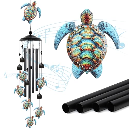 Sea Turtle Wind Chimes Outdoor Decorative Turtles Design Gifts for Women - color: Sea Turtle