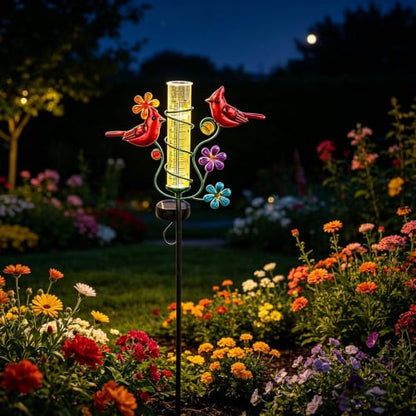 Rain Gauges Outdoors Best Rated, Cardinal Rain Measure Gauge | Freeze Proof Adjustable Height Large Rain Measuring Tool for Garden Yard Fence - color: Cardinal