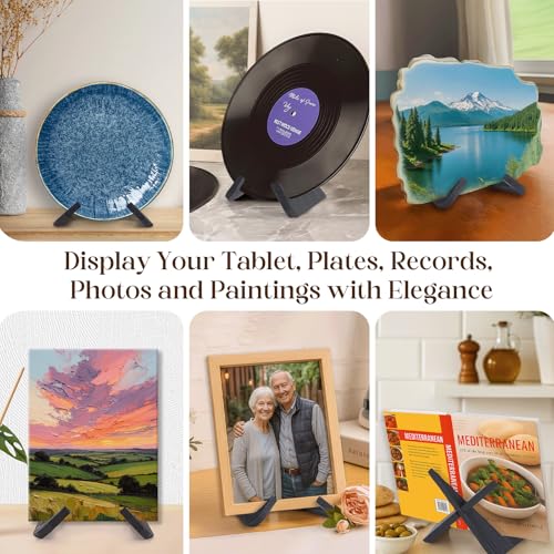 XKDOUS 2 Pack Plate Stand for Display Wood Picture Frame Cookbook Holders - color: Black, size: 6.5'' 2 Pack