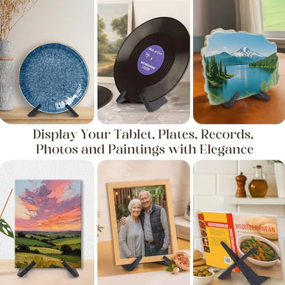 XKDOUS 2 Pack Plate Stand for Display Wood Picture Frame Cookbook Holders - color: Black, size: 6.5'' 2 Pack